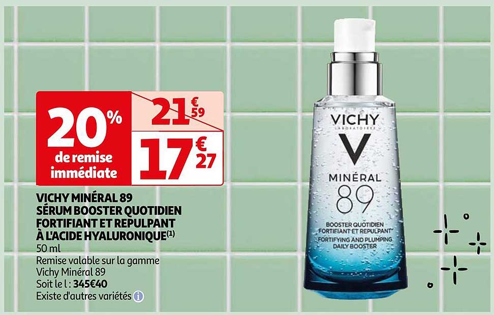 vichy minéral 89 sérum boost quotidien fortifiant et repulpant à l'acide hyaluronique