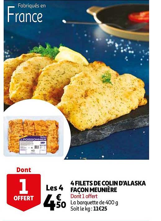4 filets de colin d'alaska façon meunière