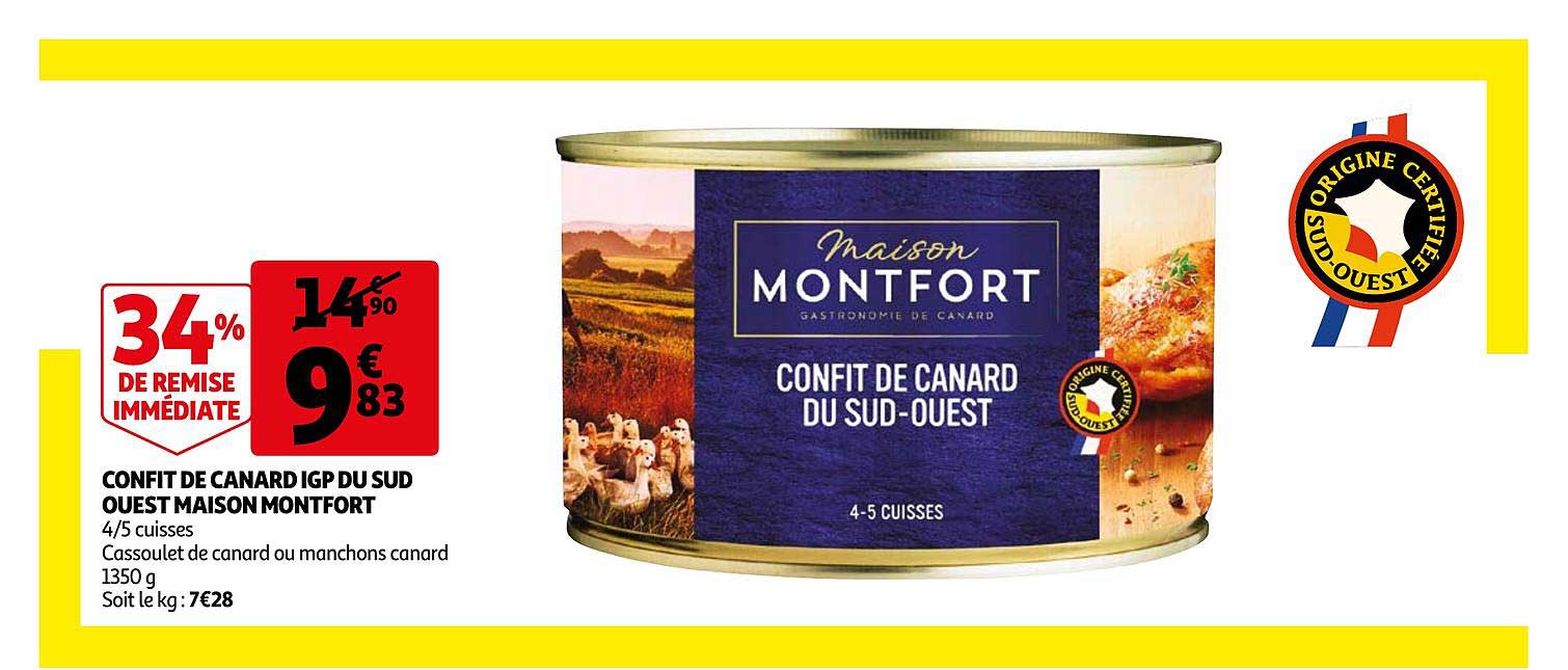 confit de canard igp du sud ouest maison montfort