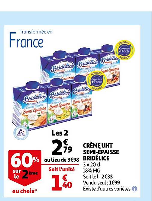 crème uht semi-épaisse bridélice