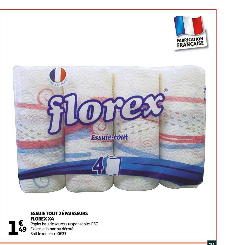 essuie tout 2 épaisseurs florex x4