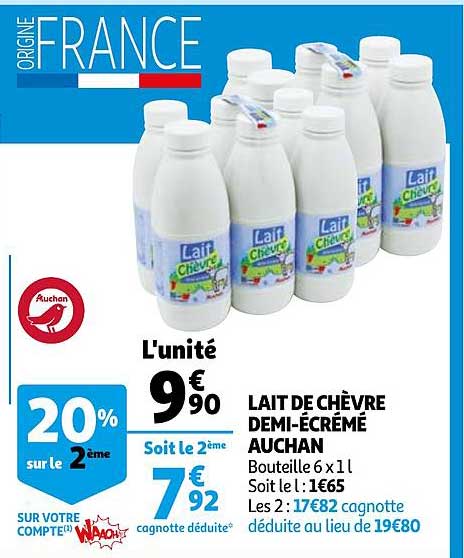lait de chèvre demi-écrémé auchan
