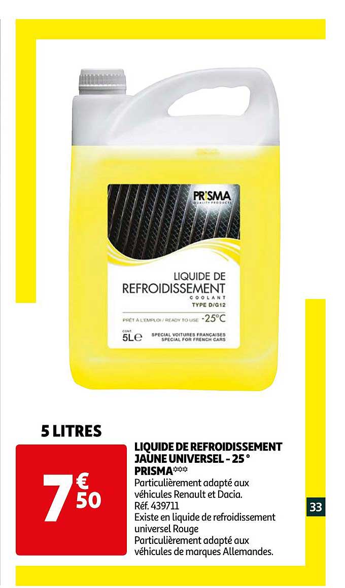 liquide de refroidissement jaune universel -25° prisma
