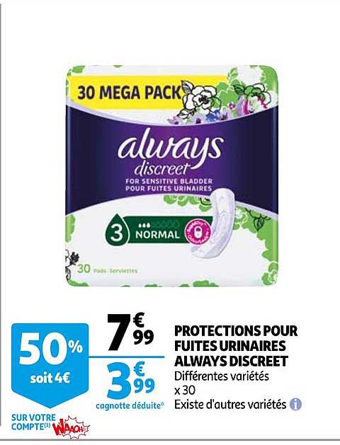 protections pour fuites urinaires always discreet