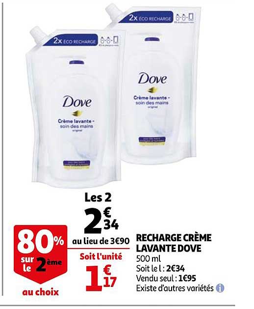 recharge crème lavante dove