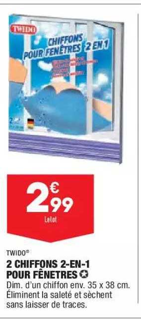 2 chiffons 2-en-1 pour fênetres twido