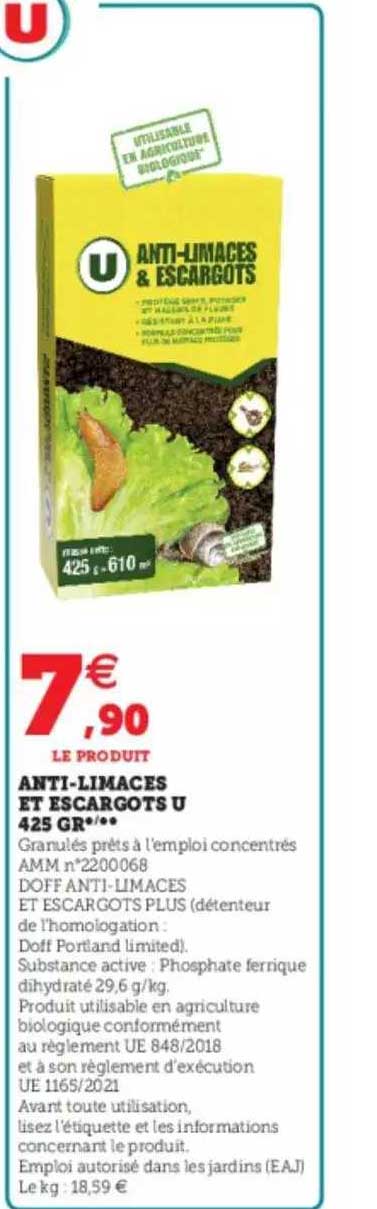 Anti-limaces Et Escargots U 425 Gr