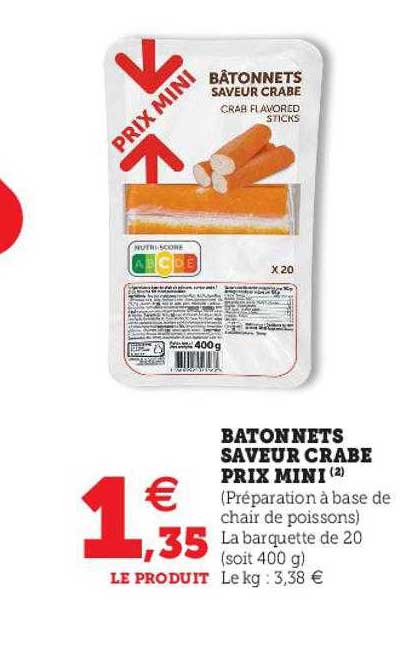 bâtonnets saveur crabe prix mini