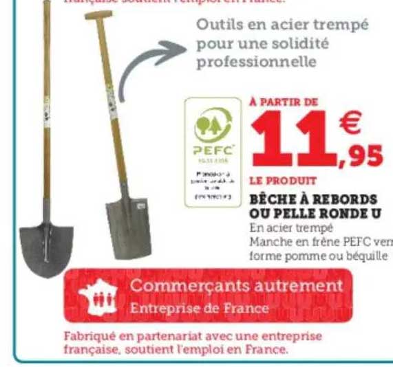 bêche à rebords ou pelle ronde u