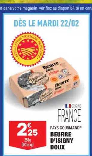beurre d'isigny doux pays gourmand