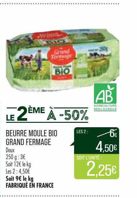 beurre moulé bio grand fermage