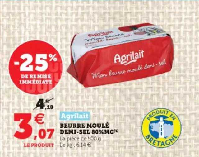 beurre moulé demi-sel 80% mg agrilait