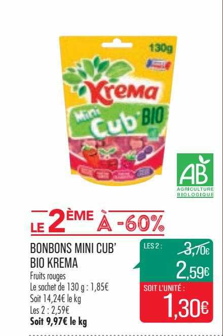 bonbons mini cub' bio krema