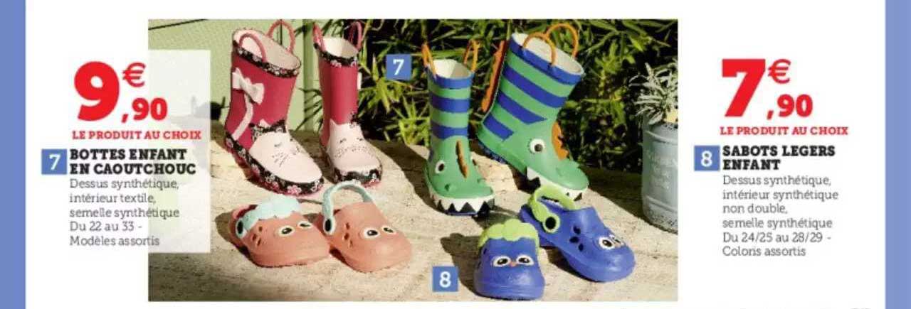 bottes enfant en caoutchouc, sabots légers enfant