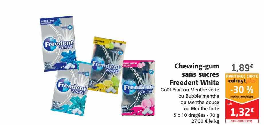 chewing gum san sucres freedent white