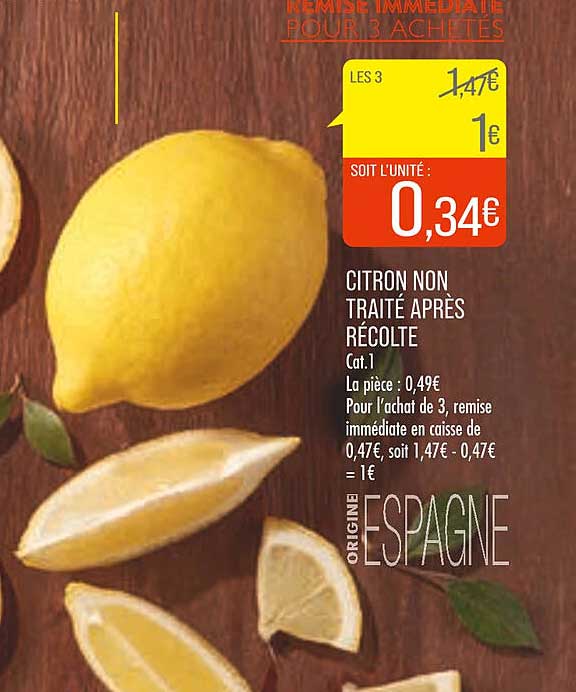 citron non traité après récolte