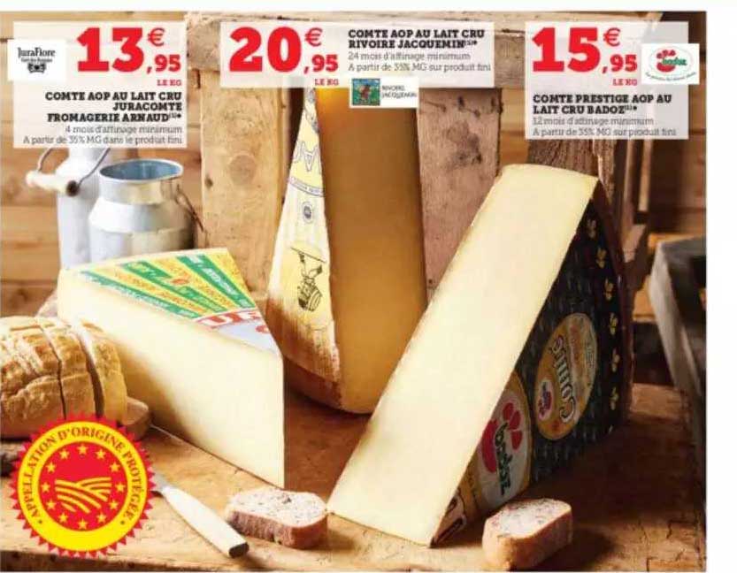 Comte Aop Au Lait Cru Juracomte Fromagerie Arnaud, Comte Aop Au Lait Cru Rivoire Jacquemin, Comte Prestige Aop Au Lait Cru Badoz
