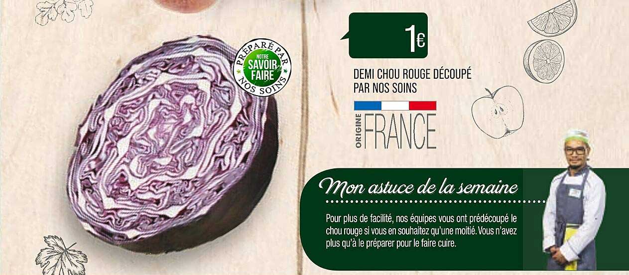 demi chou rouge découpé par nos soins