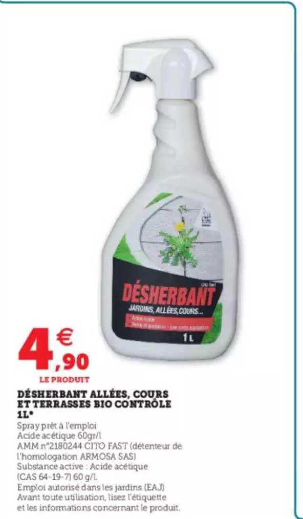 désherbant allées, cours et terrasses bio contrôle 1l