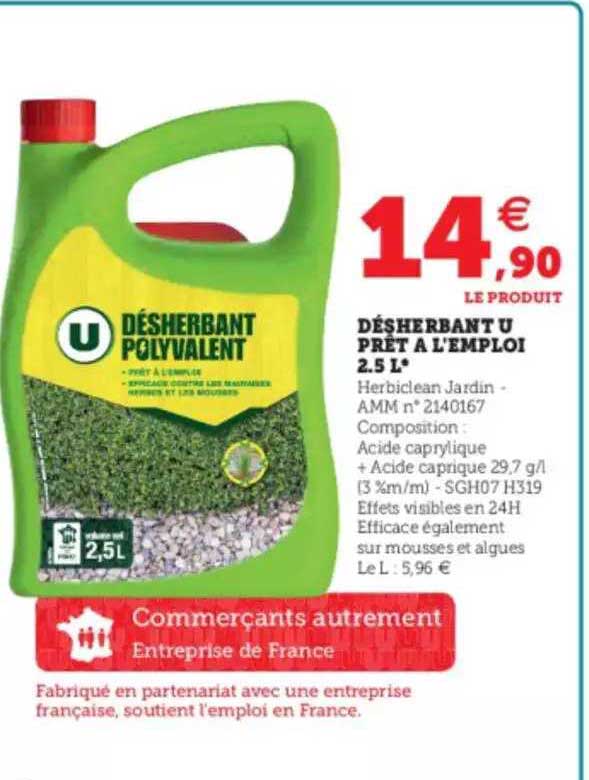 désherbant u prêt à l'emploi 2.5 l