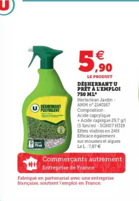 désherbant u prêt à l'emploi 750 ml