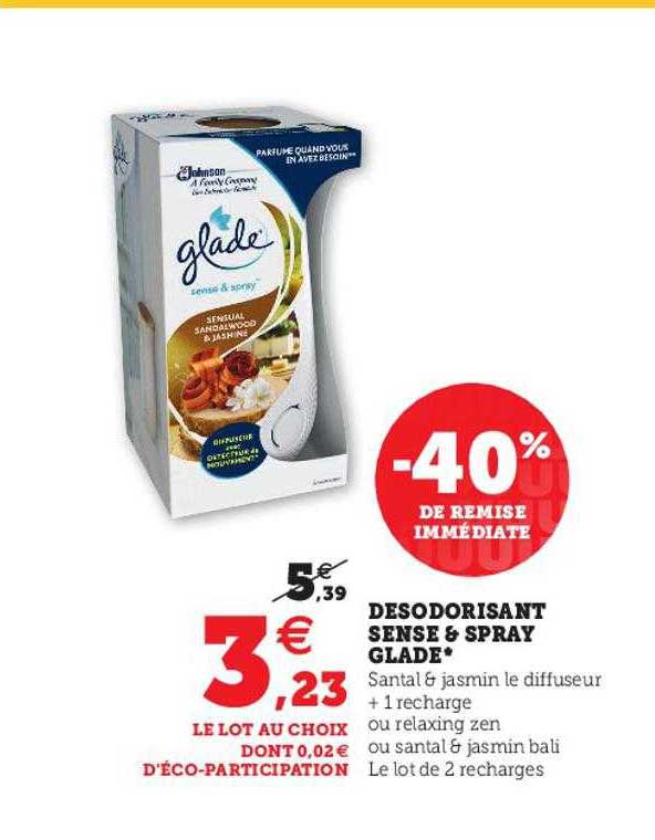 désodorisant sense & spray glade