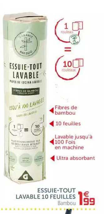 essuie-tout lavable 10 feuilles