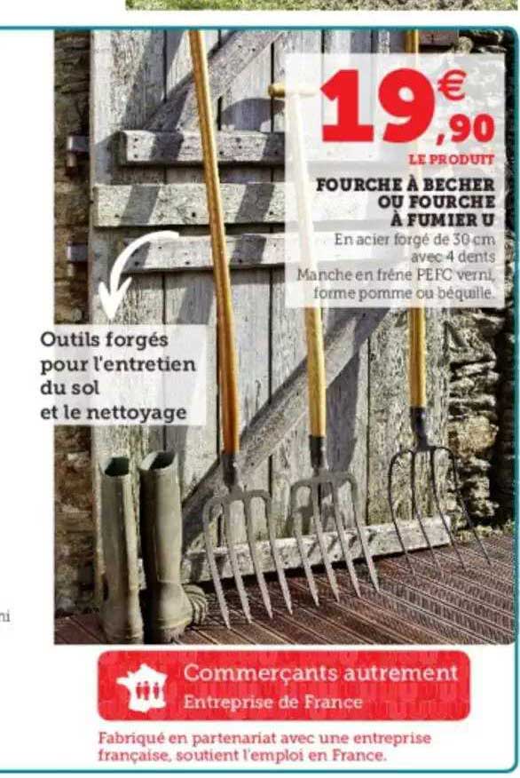 fourche à bécher ou fourche à fumier u