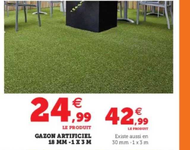 gazon artificiel 18 mm - 1 x 3 m