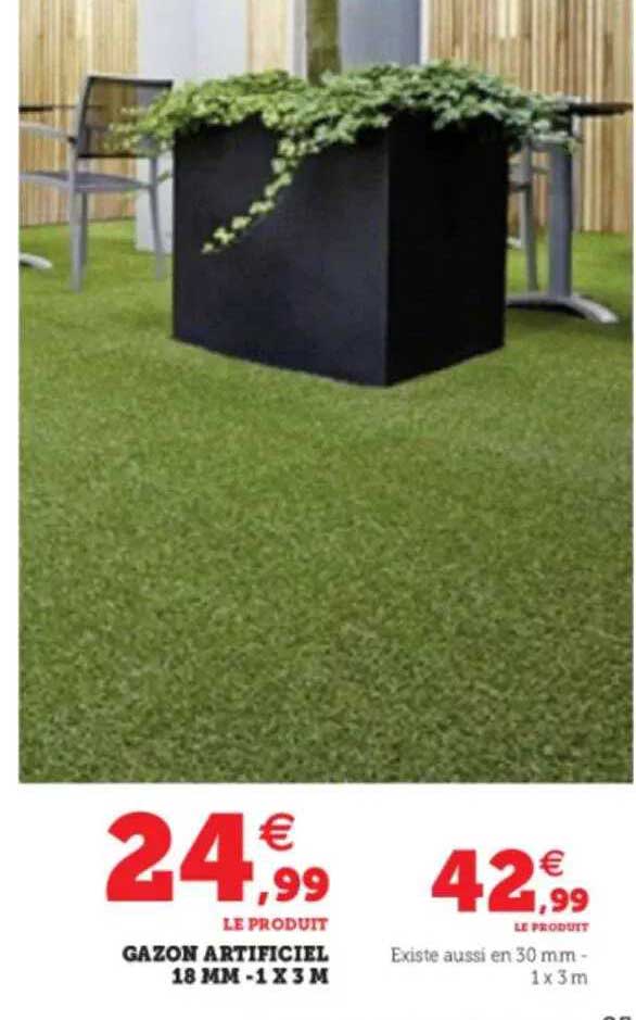 gazon artificiel 18 mm - 1 x 3 m