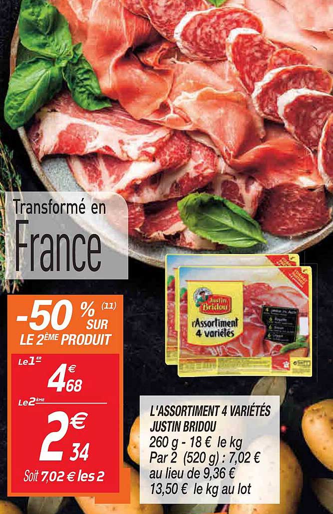 l'assortiment 4 variétés justin bridou