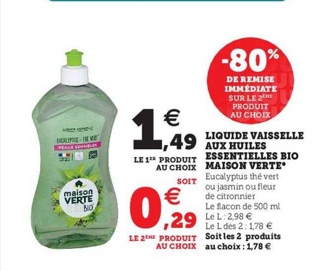 liquide vaisselle aux huiles essentielles bio maison verte
