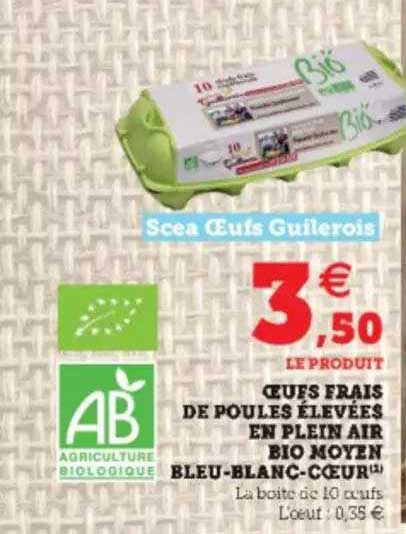 Oeufs Frais De Poules élevées En Plein Air Bio Moyen Bleu-blanc-cœur