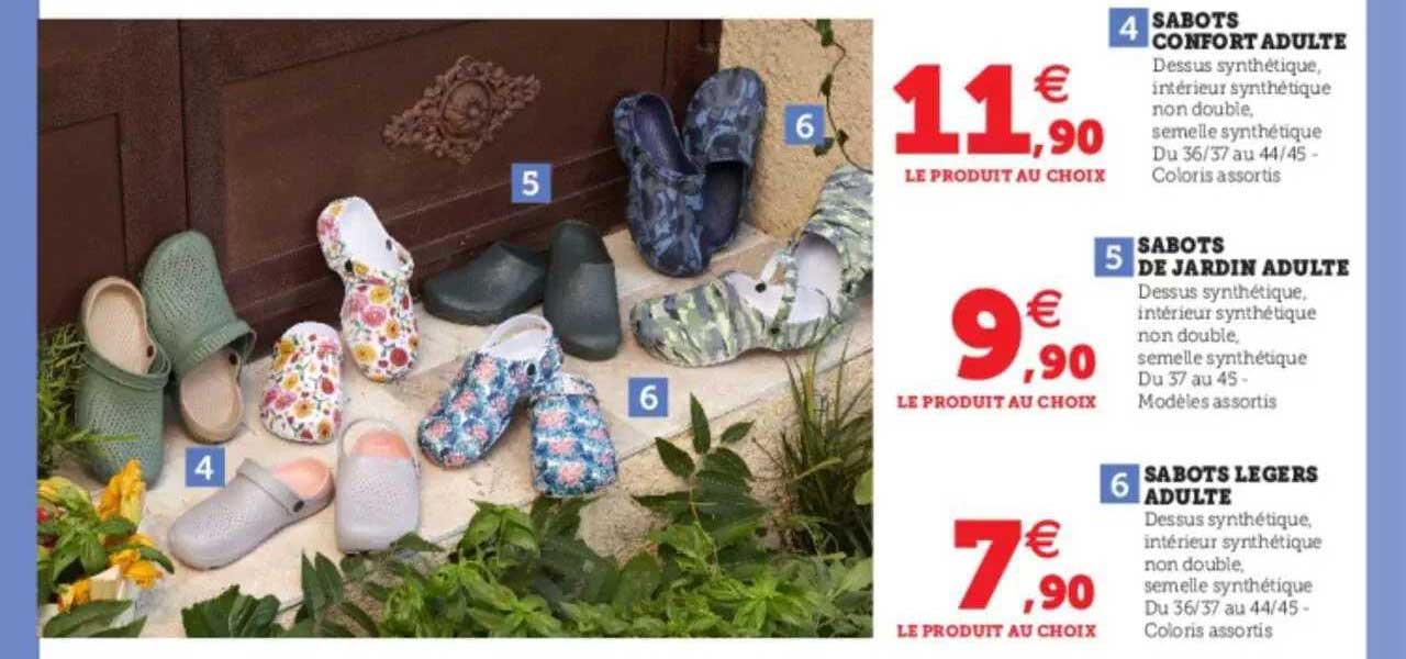 sabots de jardin adulte, sabots légers adulte