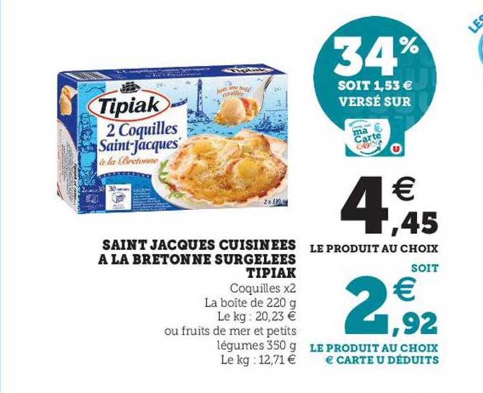 saint jacques cuisinées à la bretonne surgelées tipiak