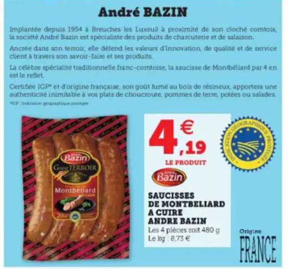 saucisses de montbeliard à cuire andré bazin