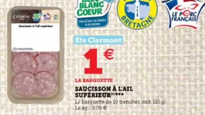 saucisson à l'ail supérieur ets clermont