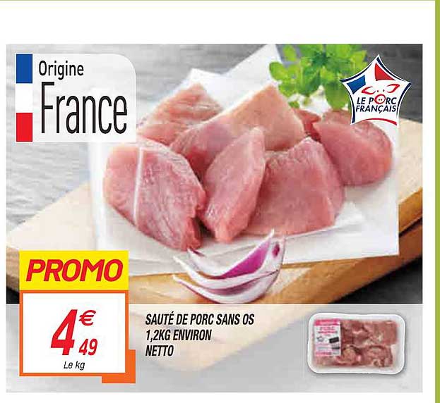 sauté de porc sans os 1,2 kg environ netto