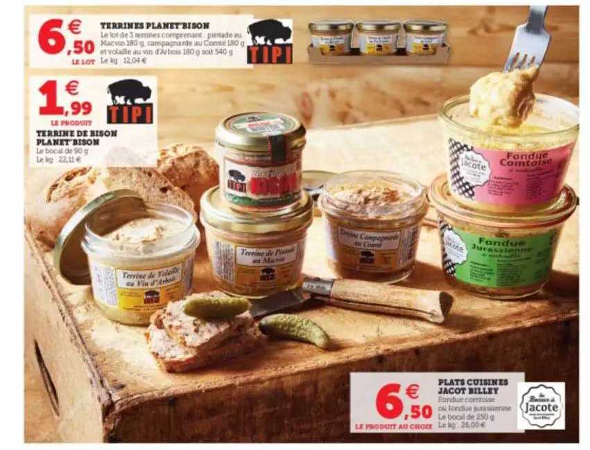 terrines planet'bison, terrine de bison planet bison planet bison, plats cuisinés jacot billey