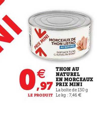 thon au naturel en morceaux prix mini
