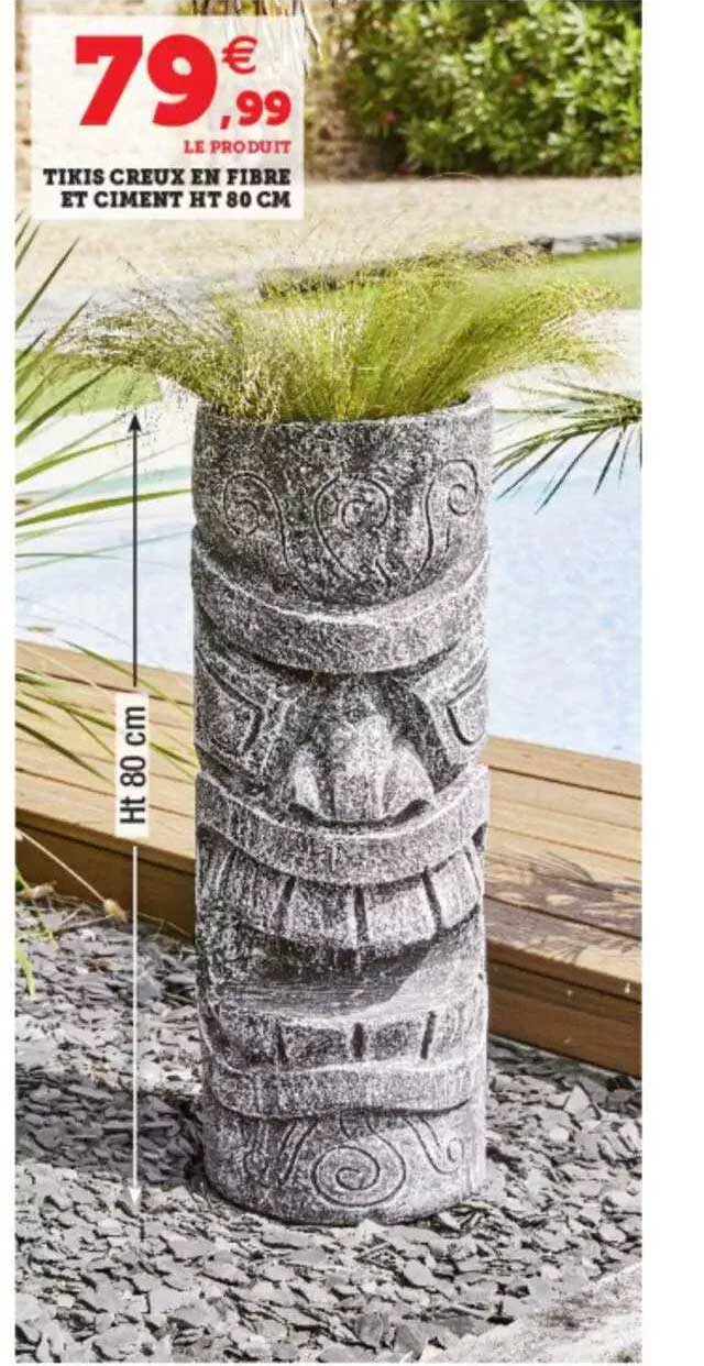 tikis creux en fibre et ciment ht 80 cm