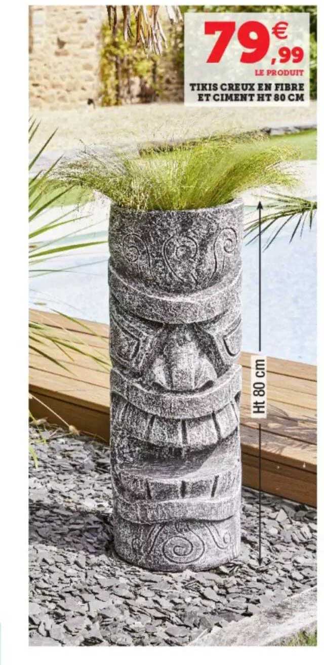 tikis creux en fibre et ciment ht 80 cm