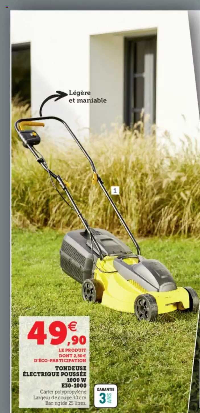 tondeuse électrique poussée 1000 w e30-1000