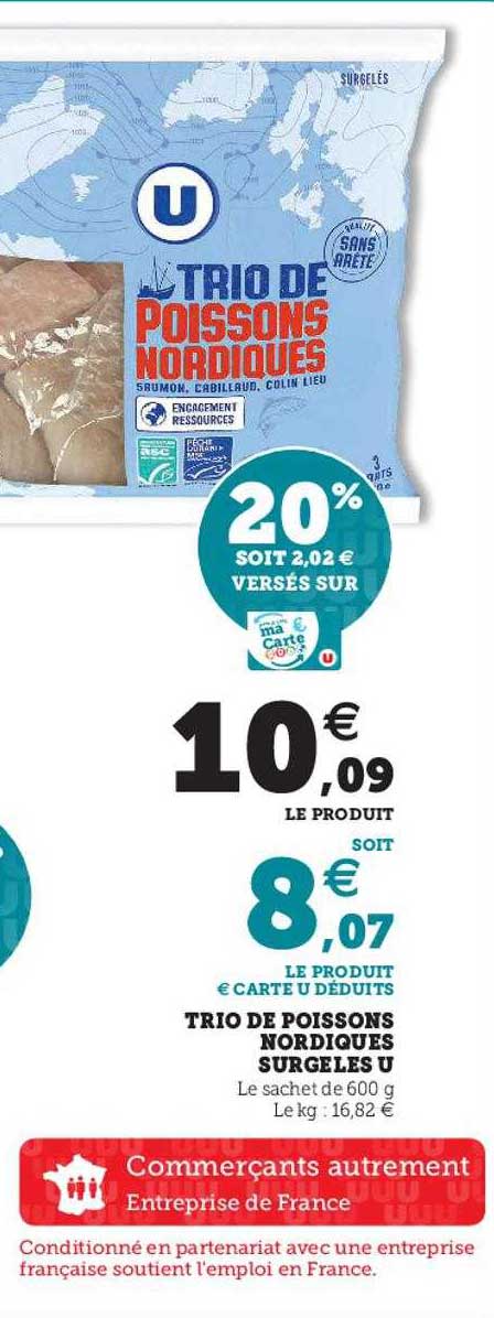 Trio De Poissons Nordiques Surgelés U