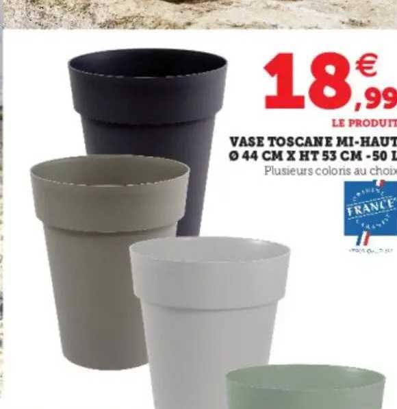 vase toscane mi-haut ø 44 cm x ht 53 cm - 50 l