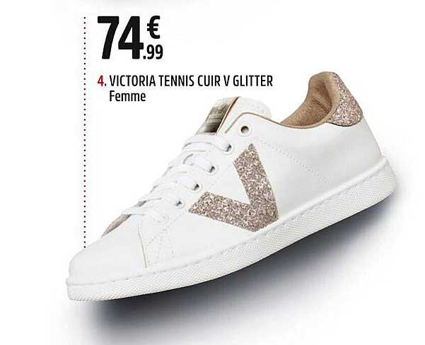 victoria tennis cuir v glitter femme