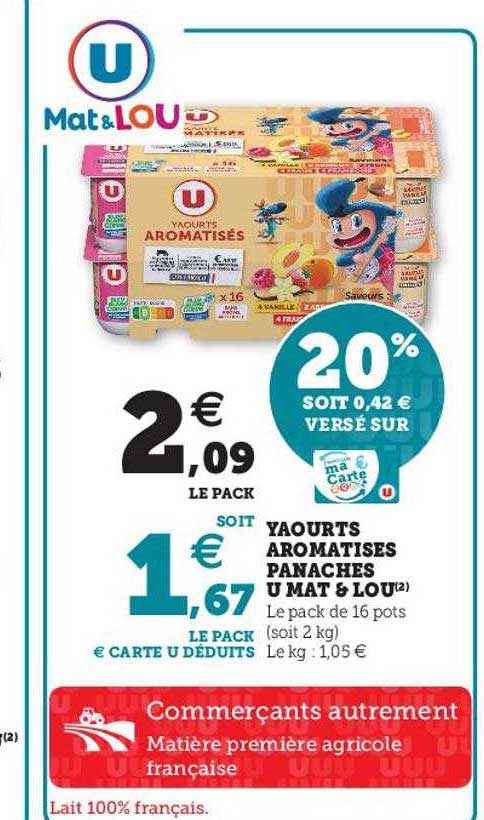 Yaourts Aromatisés Panachés U Mat & Lou