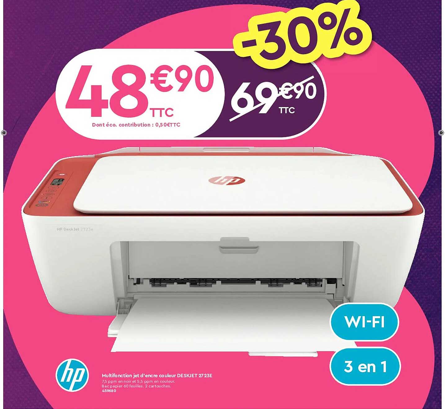 multifonction jet d'encre couleur deskjet 2723e hp