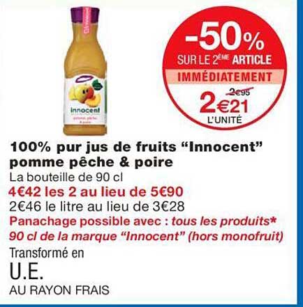 100% Pur Jus De Fruits "innocent" Pomme Pêche & Poire