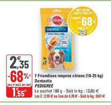 7 Friandises Moyens Chiens (10-25 Kg) Dentastix Pedigree